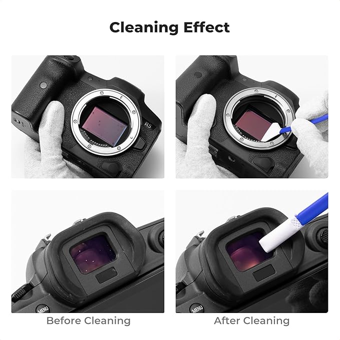 K&F Concept 2-1 24mm Full Frame Sensor Cleaning Swab, Viewfinder Cleaning Swab, with 20ml Sensor Cleaner, DSLR Digital Camera CMOS and CCD Sensor Cleaning Swab Kits for Nikon Sony Canon Camera Clean