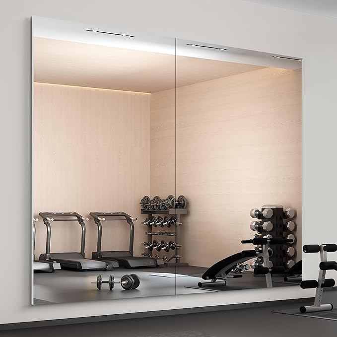 2PCS 71" X 40" Gym Mirror - Full Length Wall Mirror for Gyms, Dance Studios, Home and Yoga - Easy Installation, Ultra Light Shatterproof Nano Mirror Reduces 60% Commercial Insurance Costs, 5 lbs/pc