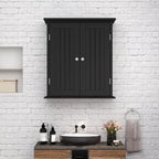 ChooChoo Bathroom Wall Cabinet Set of 2, Over The Toilet Space Saver Storage Cabinet, Medicine Cabinet with 2 Door and Adjustable Shelves, Cupboard, Black