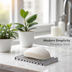 Aluminum Soap Dish (Pack of 2) – Rustproof Anodized Metal Soap Holder with Fast Drainage, Non-Slip Silicone Base, Modern Minimalist Design – Durable & Easy to Clean for Bathroom, Kitchen & Sink