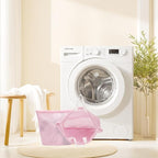 laundry bag with handles mesh laundry bags washing machine laundry totes travel storage and sorting bag for Clothes laundry bag for delicates(Pink)