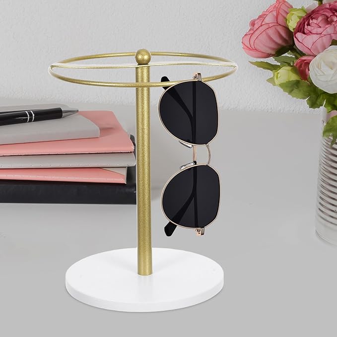 Sunglasses Storage Rack with Metal Frame and Pine Wood Base, Glasses Holder Stand for Eyewear Display and Desktop Organization, Sunglass Organizer Suitable for Home and Office