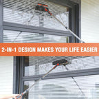 Eazer 89'' Squeegee Window Cleaner 2 in 1 Rotatable Window Cleaning Tool Kit with Extension Pole, Window Washing Equipment with Bendable Head for Indoor/Outdoor Window and Car Glass