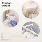 Varku Clothes Drying Rack,Laundry Hanger Wall Mount,Space Saver Retractable Clothes Rack,Folding Wall Hanging Clothes Hanger,3-Fold Metal Clothes Rack with 18 Hooks for Balcony Laundry Bathroom