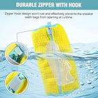 2 Pcs Shoe Washing Machine Bags, XXL Shoe Laundry Bags for Washer and Dryer, Sturdy Zipper with Hook Design, 2 Sneaker Dry Bags Included, Reusable Washing Bag for Sneaker, Tennis, Yellow 2 Packs