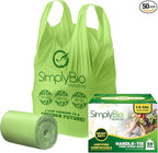 1.6 Gallon Compostable Trash Bags Liners Handle, Heavy Duty Extra Thick 0.6 Mil, 6.06 Liter, 50 Bags, Small Kitchen Food Scrap Waste Bag, ASTM D6400, US BPI and OK Compost Home Certified