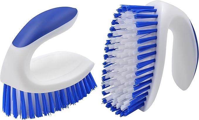 Heavy Duty Scrub Brush Pack of 2, Cleaning Brush with Comfortable Grip for Bathroom, Shower, Carpet, Sink Cleaning