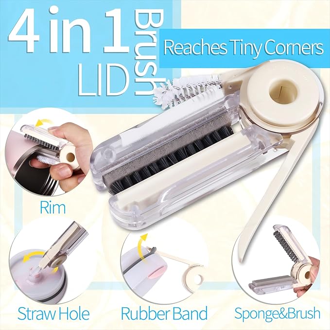 8Pcs Water Bottle Cleaner Brush - Multipurpose Cup Cleaner Kit with Long Nylon Straw Brush Long Handle Silicone Bottles Cleaning for Tumbler, Sports Water Bottle, Wine Glass