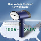 Steamer for Clothes, Handheld Clothes Steamer and Garment Wrinkle Remover, 15s Fast Heat-Up, Foldable, 120V/220V Dual Voltage for Worldwide Travel