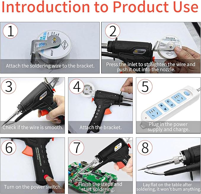 Soldering Iron Kit, 60W Soldering Gun Automatic Hand-held Solder Gun Iron Kit Welding Tool, 110V Automatic Welding Gun, for Electronic Repair, Home appliance repair, DIY