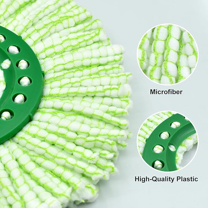 Tornado Spin Mop Head Compatible with Libman 𝐓𝐨𝐫𝐧𝐚𝐝𝐨 Spin Mop System, Machine Washable & Reusable for Libman Mop Head Replacement Refill for Libman Tornado Mop Head (4 Pack Green & White)