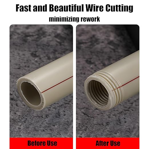 2025 New Dual-Function Pipe Thread Cutting Tool, Integrated Internal & External Pipe Threading Tool, Electric Drill Compatible PVC Pipe Threader Kit, 1/2" 、3/4" Dies, for Home Repair (3/4")