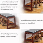 Solid Wood Shoe Bench, 2-Tier Wooden Entryway Bench, Modern Shoe Rack with Faux Leather Cushion for Hallway, Living Room (Black, 39.4'')
