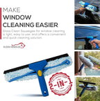 Kleen Handler 3 Pack Professional 14” Window Washing Squeegee, 2-in-1 Window Cleaning Tool, Scrubber and Squeegee Combo, Glass Shower Bathroom Car Pro Window Cleaner (Pack of 3)