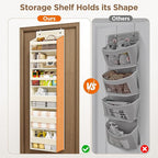 Over The Door Organizer, 6 Shelf Door Hanging Organizers with 6 Large Capacity Pockets, Behind Door Storage Hanging Shelves for Closet Wall Bathroom Bedroom Nursery