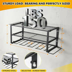 Power Tool Organizer Wall Mount,battery storage rack,Heavy Duty Iron Material, Garage & Workshop Tool Organizer Storage,150Lbs Load 3 Layers Storage Rack with 4 Drill Holders for Drills Cordless Tools