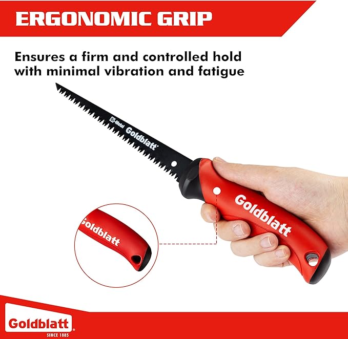 Goldblatt Drywall Saw – 6-Inch Jab Saws, Keyhole Saws with Soft Grip Handle, Hand Saw, Sheetrock Cutter, Wallboard Cutter with 8 TPI Bi-Metal Blade