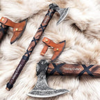 [Viking Cutlery] Viking Axe of Ragnar Lothbrok – Hand-Forged Hunting & Camping Axe with Leather Sheath | Authentic Norse Tomahawk | Unique Viking Gift for Men