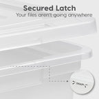 IRIS USA File Box, Plastic File Organizer with Lids for Letter/Legal File, Portable Document Box For Moving, Storage Bin with Durable and Secure Lid, Stackable Nestable BPA-Free, Clear 35 Qt. 4 Pack