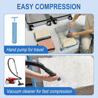 Fygrip Vacuum Storage Bags with Hand Pump, Plastic Packaging Bags, 80% Space Saver Vacuum Seal Bags for Clothing, Travel Lugggage, Blankets, Comforters, 10 Small