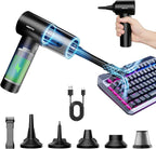 REIKIYA Car Vacuum Cleaner Portable Cordless 14000PA Compressed Air Duster 150000RPM Blower for Keyboard Computer Cleaning with LED Light& 7800mAh Battery, Inflator Pump for Balls Inflatable Mattress