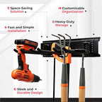 TIDYME Garage Tool Organizer Wall Mount - 32 inches - Sturdy Storage Rack with Adjustable Hooks, Anti-Rust - Easy Installation, 200lbs Capacity - Garden Tool Organizer (02 Racks & 04 Hooks)