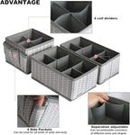 VERONLY Cosmetic Storage Bins Makeup Organizer, Adjustable Multifunction Storage Box Desk Drawer Divider for Makeup Brushes, Bathroom Countertop or Dresser, Set of 3 (Grey)