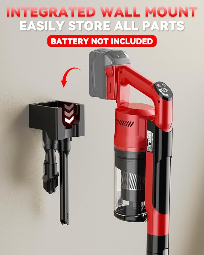 350W Cordless Vacuum Cleaner for Milwaukee M18 Battery, 35kPa Brushless Lightweight Stick Vacuum with 3 Mode Suction, 6 in 1 Stick Vacuum Cleaner with HEPA for Floor, Carpet, Car, Battery Not Included