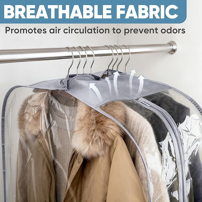BALEINE 40'' Clear Garment Bags, 10.5'' Wide PEVA Suit Bag for Closet Clothes Dresses Suit Coats Storage (Clear, 1PK)