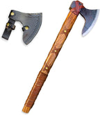 Ragnar Lothbrok Viking Style Axe with Forged Carbon Steel Blade, Handcrafted Rosewood Handle and Decorative Leather Sheath | Norse Inspired Collectible Gift for Men