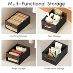 Homsorout Drawer Organizers and Storage - 8 Pack Foldable Pants Organizer with Clear Window & Handles, Fabric Closet Organizer for Clothes, Jeans, Sweaters, Towels, T-shirt, Scarf (Black)