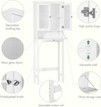 Spirich Over The Toilet Storage Cabinet with Muro Glass Doors, Over Toilet Bathroom Organizer with Tilt-Out Cube and Adjustable Shelf, White
