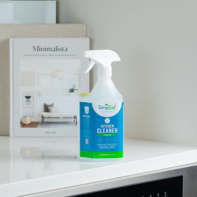 Simpleaf Clean Kitchen Degreaser Cleaner | Refill System Cleaners| Bleach‑Free| Ammonia‑Free|Grease, Oils & Food Soil Remover | Citrus Zest 24oz
