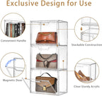 Stackable Storage Bins,Clear Acrylic Display Case, Acrylic Boxes with Lids, Stackable Storage for Handbags & Purse, Magnetic Lid Storage Bins for Home Organization-1 Pack