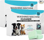 Washer Machine Cleaner Tablets-24Pack-12 Month Supply,Formulated for Pet Owners Washing Machine Cleaner,Compatible with HE,Easily pet hair remover for laundry.Top & Front Load Washer.Septic Safe.