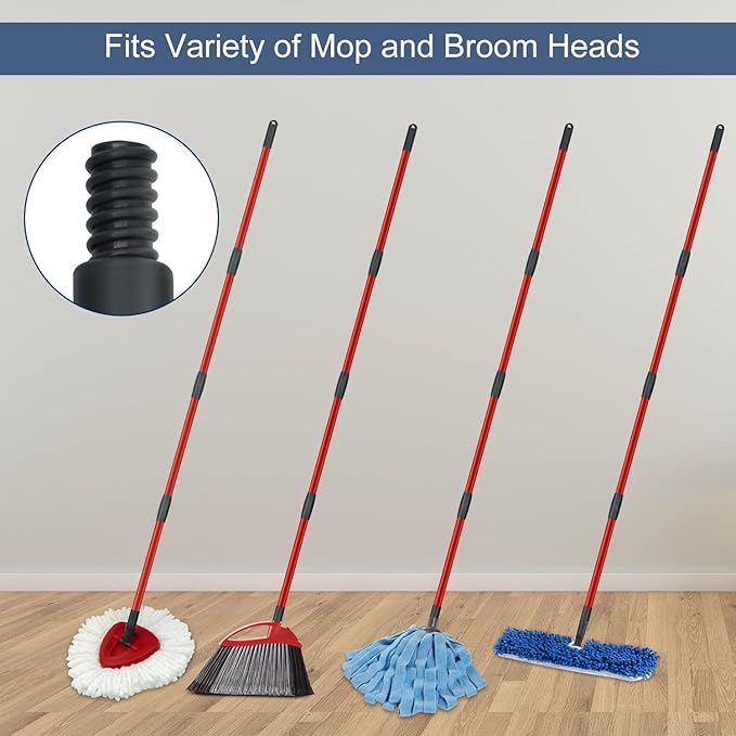 Mop Handle Replacement for Ocedar 4 Section Mop Replace Handle Compatible with O-Cedar Spin Mop Refills and Brooms ocedar Mop Stick for Floor Clean, 30" to 58", American Thread Joint