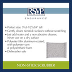 RSVP International Kitchen Cleaning Collection Gentle Scrubbing Sponge for Non-Stick Cookware, Porcelain & Glass, Dishwasher Safe, 5x3.5, Silver