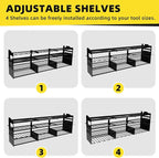 Power Tool Organizer Wall Mount with 12-Drill Holders-800Lbs Load Heavy Duty Metal 4-Layers Garage Storage and Organization Adjustable Battery Tools Rack with Side Panels Utility Racks Gifts for Men