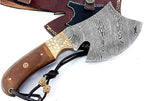 Damascus Steel Blade Axe Hatchet Tomahawk Hunting Knife Camping Hiking SM44