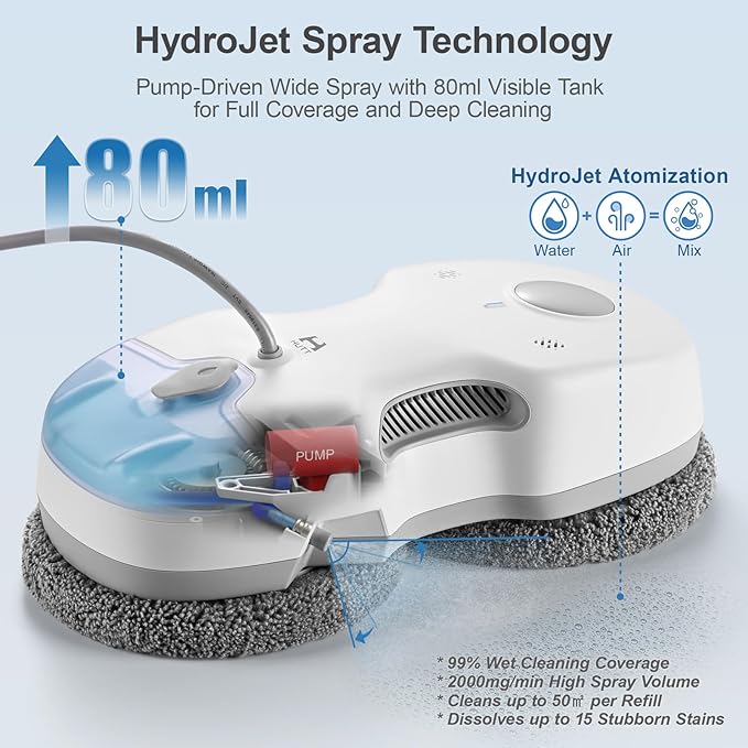 S7 Window Cleaning Robot, 5500Pa Suction, 3D Floating Chassis, HydroJet Water Spray 80ml Tank, Multiple Safety Systems, SLAM 4.0 Navigation, 8 x Cloths, All-in-One Storage Box