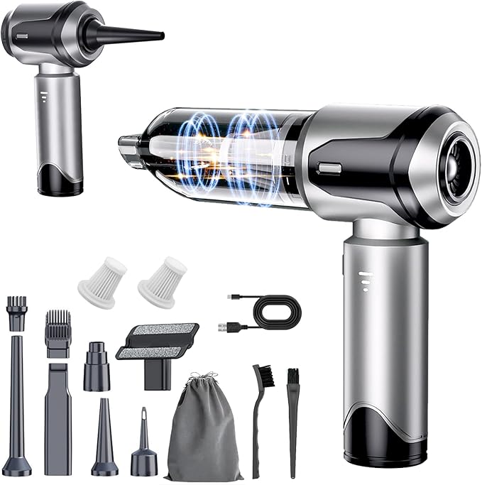 Car Vacuum Portable Cordless, 20000PA 120W 4 in 1 High Power Handheld Cordless Vacuum Cleaner & Air Duster,Air Blower,Multi-Nozzles,Brushless Motor 3-Speed Modes,for Car, Home, Pet,Office & Camping