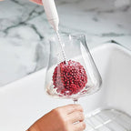 Wine Enthusiast Interchangeable Glassware Cleaning Brush Set – 5-Piece Bamboo Handle with Specialized Brush Heads for Wine Glasses, Decanters, and Barware Cleaning