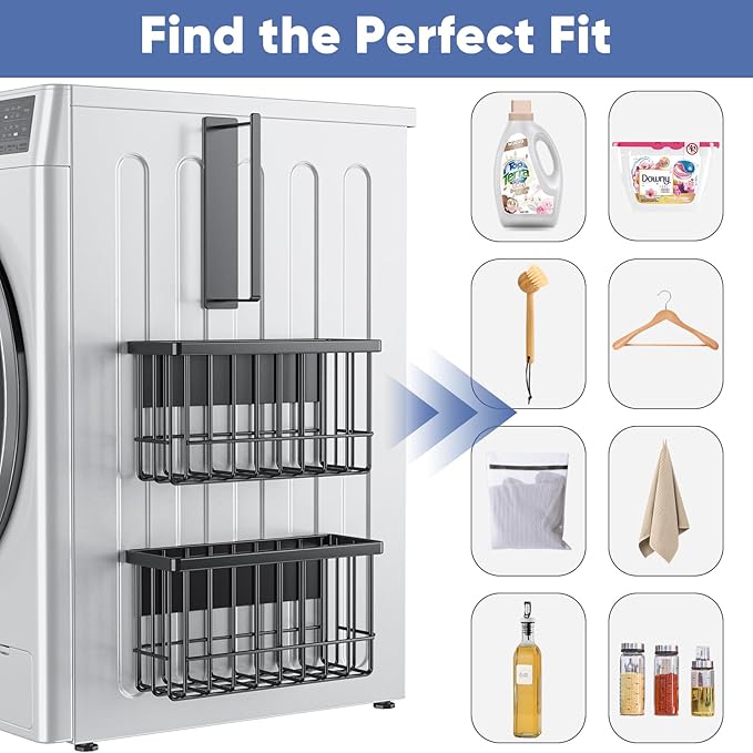 Magnetic Dryer Ball Holder,Magnetic Hanger Holder Basket Magnetic Lint Bin No Tools Install for Laundry Room Fridge Storage Hanger Organizer