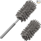 Microfiber Duster for Cleaning, Tukuos Hand Washable Dusters with 2pcs Replaceable Microfiber Head, Extendable Pole, Detachable Cleaning Brush Tool for Office, Car, Window, Furniture, Ceiling Fan