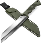 ODENWOLF W Machete - Survival Machete Full Tang with Sheath - Strong D2 Steel Knife Machete for Cutting Trees, for Yard Work, and for Bushcrafting and Big Tactical Knife with TPE-Handle