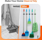8 PCS Broom Holder Wall Mount, Upgraded Heavy Duty Mop and Broom Holder Wall Mount, Stainless Steel Broom Hanger Mop Holder Rack for Kitchen Laundry Garden Tool Organizer