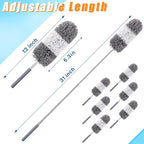 Tanlade 12 Pcs Microfiber Feather Duster for Cleaning 13-31 Inch Extendable Cobweb Dusters Ceiling Fan Duster Washable Bendable Tool for Office Car Window Furniture (Gray White)