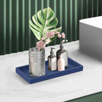 Bathroom Counter Tray,EG-SIPRO High-Grade Thickened Silicone Vanity Tray,Shatterproof Durable Rectangle Tray Soap Dispenser for Countertop,Sapphire Blue,Small+Large (EGTRAY)