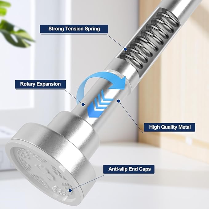 No Drilling Closet Rod, 27.5-63 Inches Hanging Closet Rod for Clothes, Closet Bar & Pole Heavy-duty, Closet Rods for Hanging Clothes For Closet Wardrobes Bathroom Laundry RV Curtains,Nickel