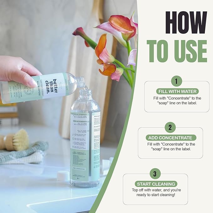 Better Than Clean™ All Purpose Cleaner Concentrate – Fragrance Free, Plant-Based, Non-Toxic, Multi-Surface Cleaner for Granite, Marble, Stone & More – 8oz Makes 4 Bottles
